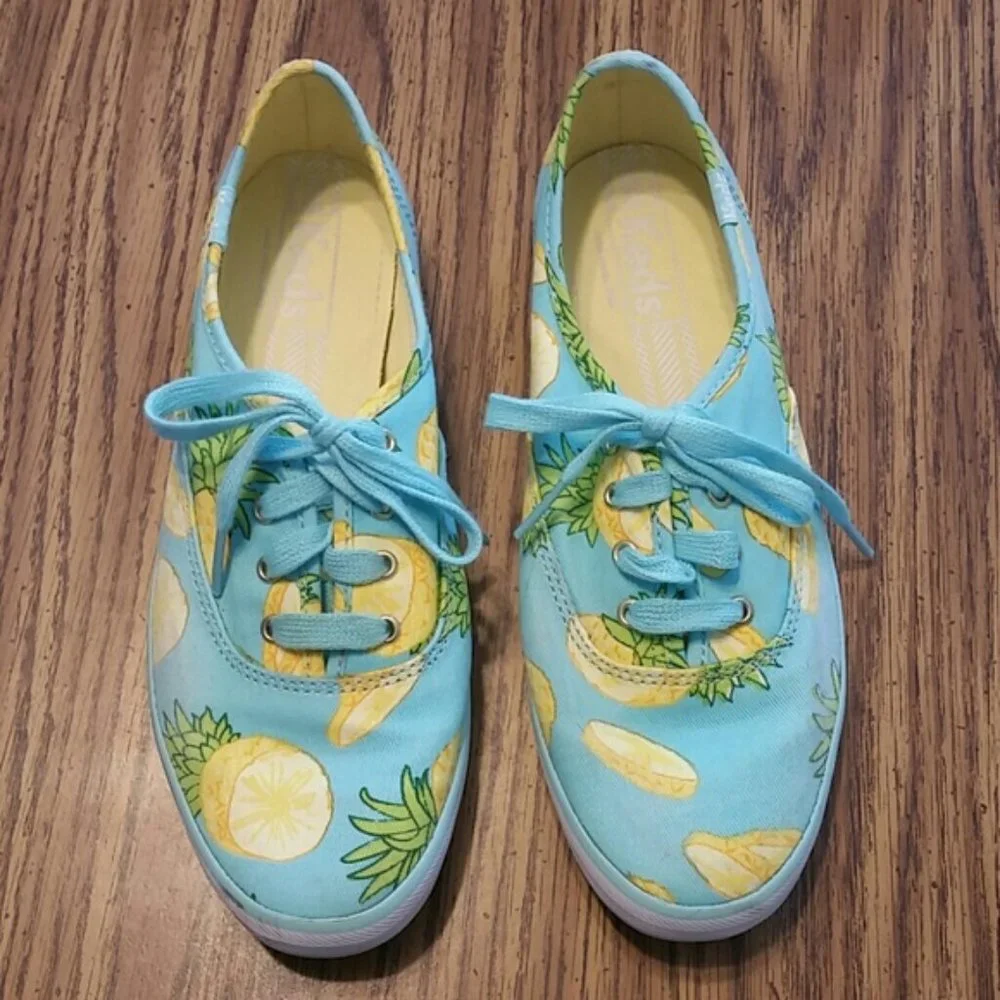 Keds Blue Pineapple Print Shoes sz 6.5 EUC - Picture 2 of 8